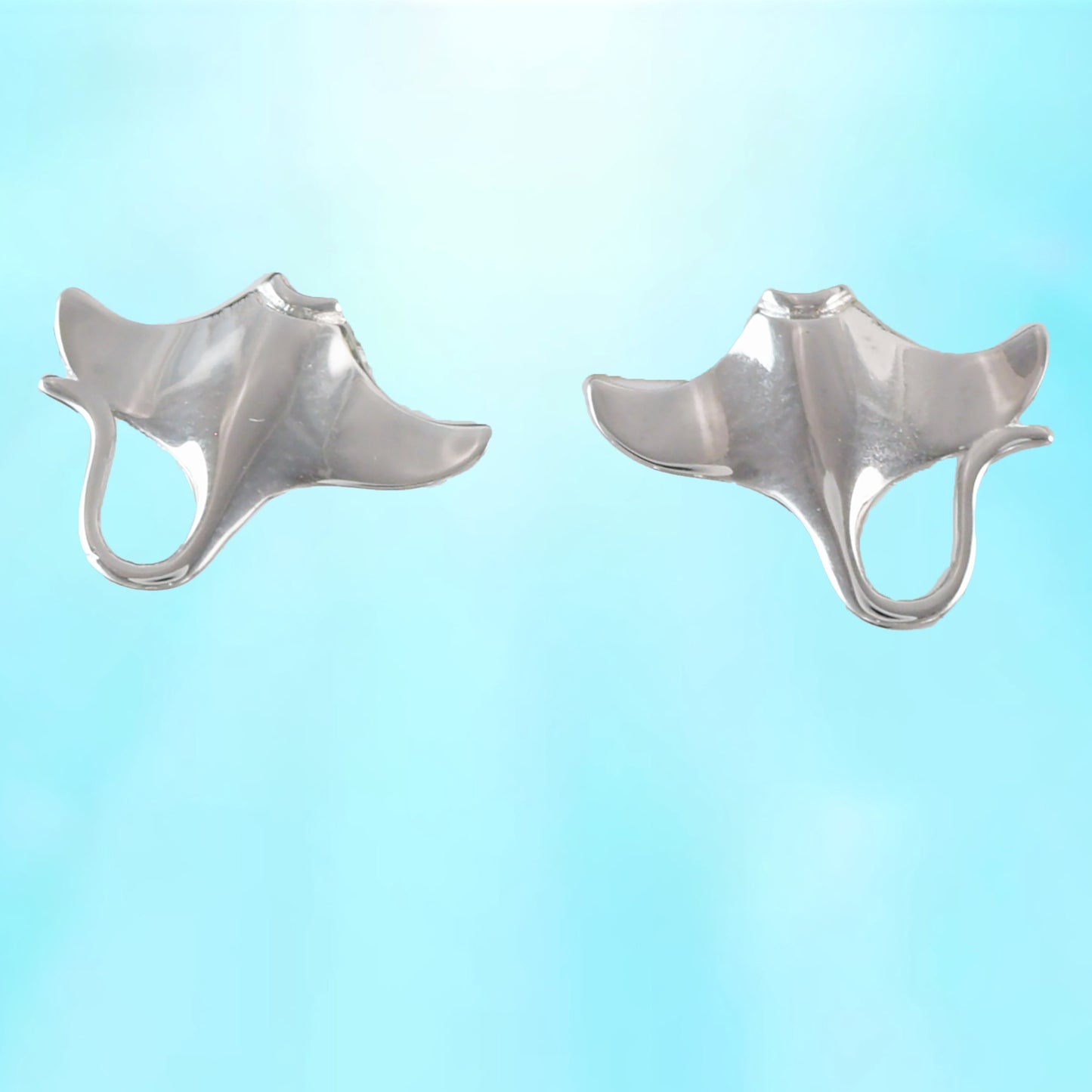 Hawaiian Manta Ray Earrings, Sterling Silver Manta Ray Stud Earrings, Hawaiian Jewelry, Christmas Anniversary Birthday Gift