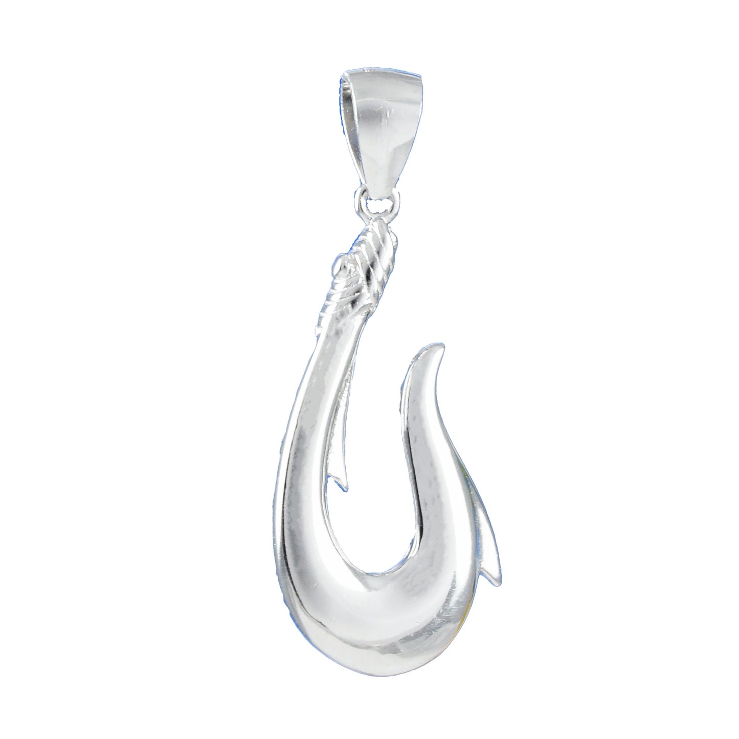 Hawaiian 3D Fish Hook Pendant, Sterling Silver 3D Fish Hook Pendant, Hawaiian Jewelry, Christmas Anniversary Birthday Gift