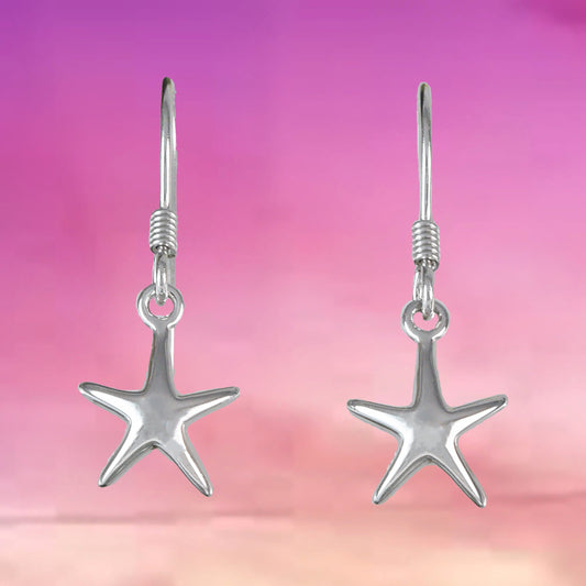 Hawaiian Starfish Earring, Sterling Silver Star Fish Dangle Earring, E4006 Birthday Wife Mom Girl Mother Gift