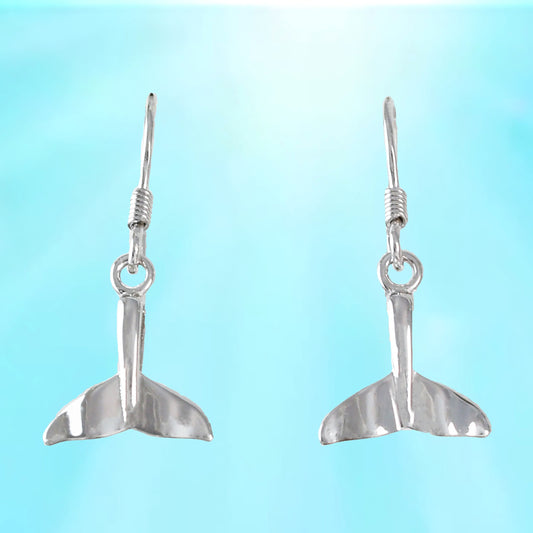 Hawaiian Dolphin Tail Earrings, Sterling Silver Dolphin Tail Dangle Earrings, Hawaiian Jewelry,  Christmas Mom Birthday Gift