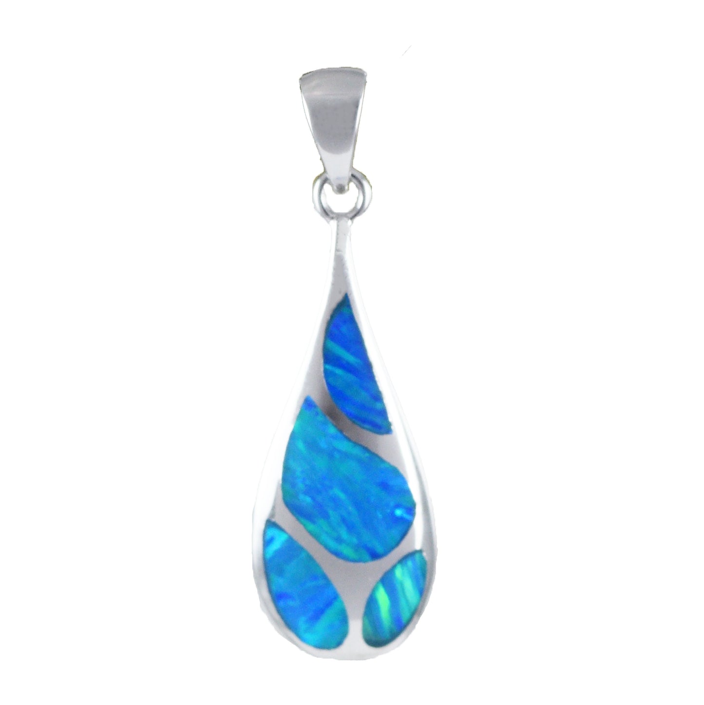 Hawaiian Blue Opal Rain Drop Pendant, Sterling Silver Blue Opal Inlay Rain Drop Pendant, Hawaiian Jewelry, Christmas Mom Birthday Gift