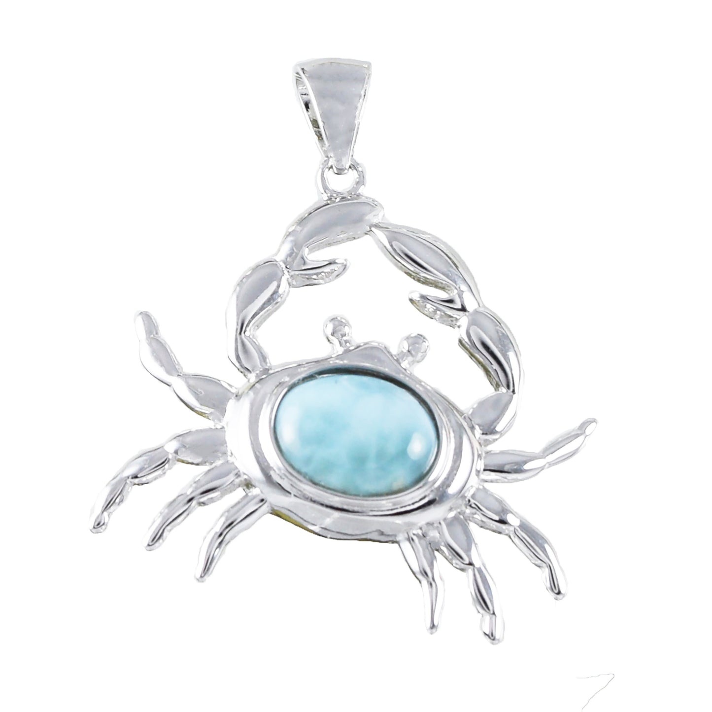 Hawaiian Genuine Larimar Crab Pendant, Sterling Silver Larimar Inlay Crab Pendant, Christmas Mom Birthday Gift