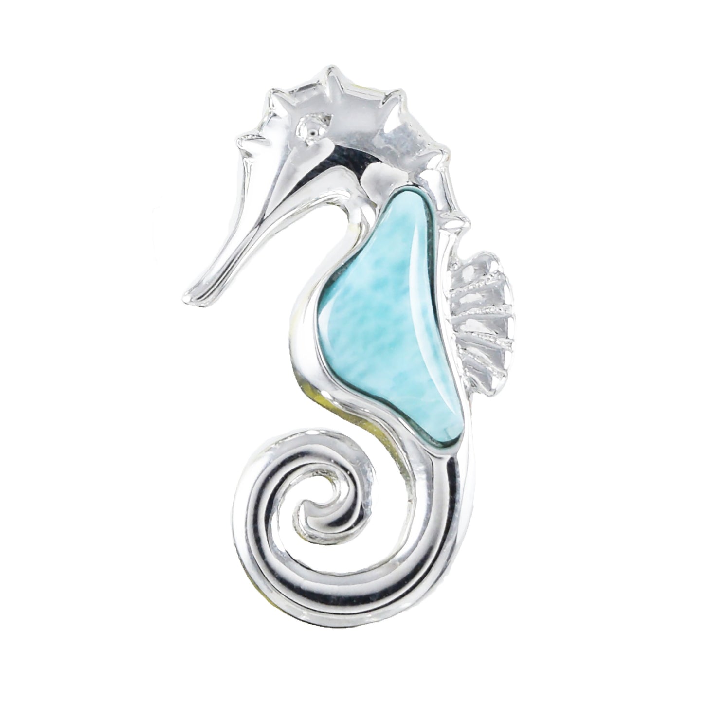 Hawaiian Genuine Larimar Seahorse Pendant, Sterling Silver Larimar Sea Horse Pendant, Christmas Anniversary Birthday Mom Gift