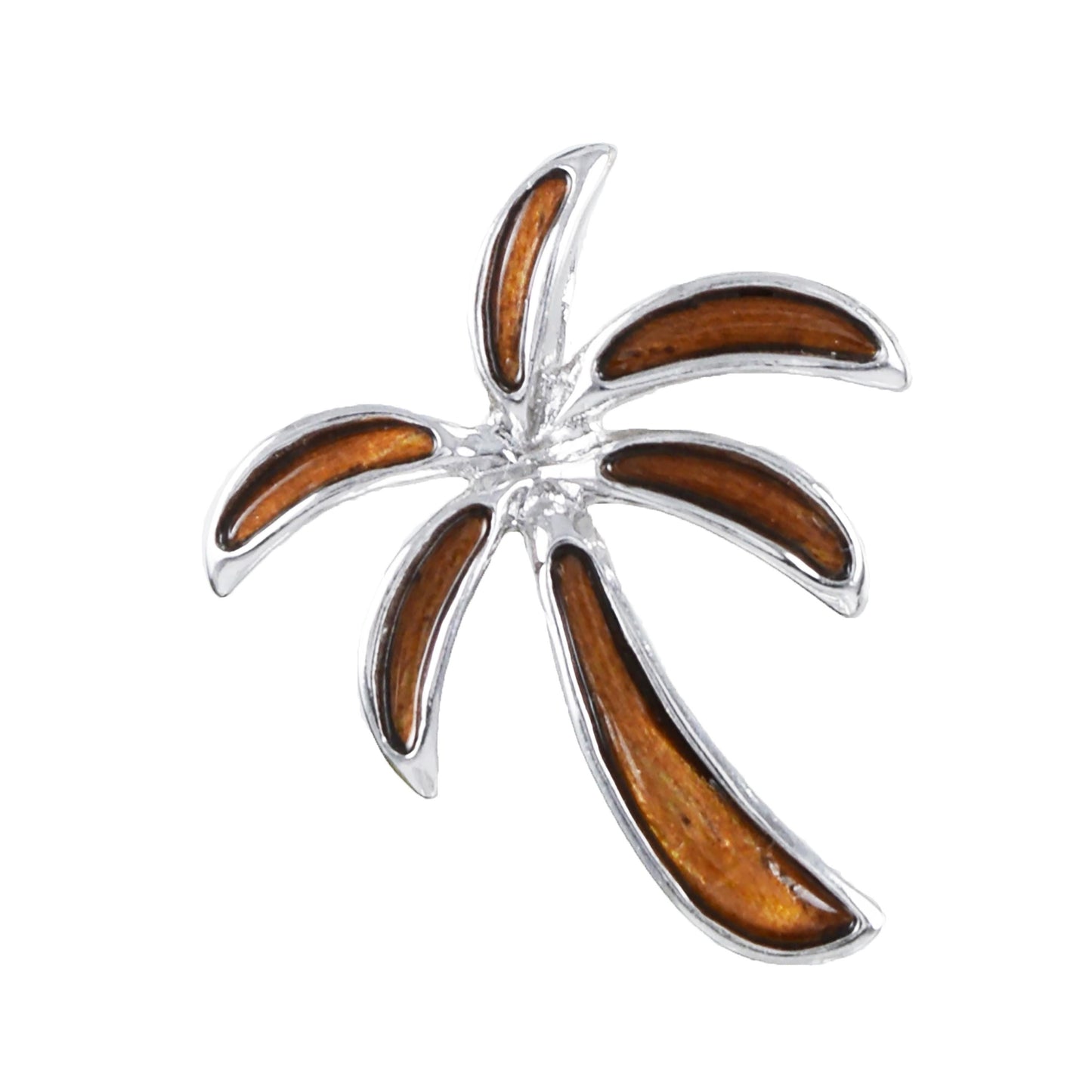 Hawaiian Large Genuine Koa Wood Palm Tree Pendant, Sterling Silver Koa Wood Palm Tree Pendant, Christmas Present, Birthday Mom Gift