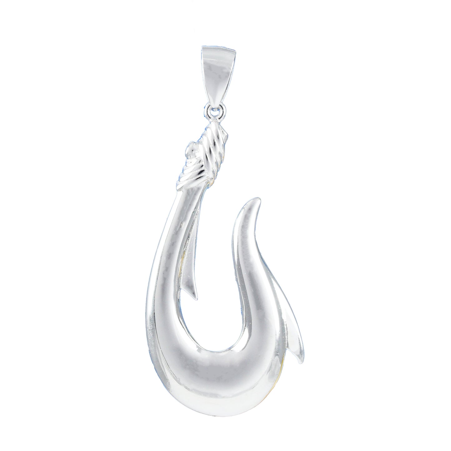 Hawaiian 3D X-Large Fish Hook Pendant, Sterling Silver 3D Fish Hook Pendant, Christmas Anniversary Birthday Gift