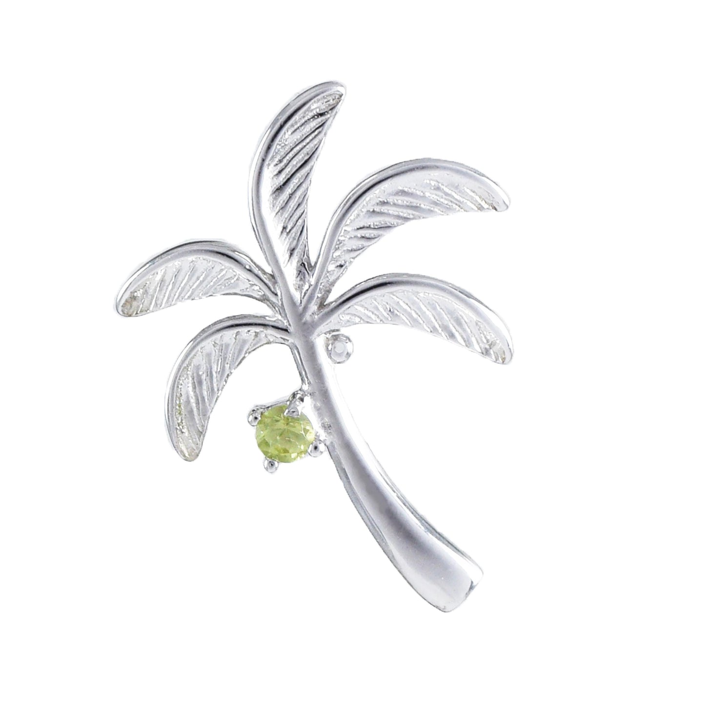 Hawaiian Genuine Peridot Palm Tree Pendant, Sterling Silver Green Peridot Palm Tree Pendant, Christmas Present, Birthday Mom Gift