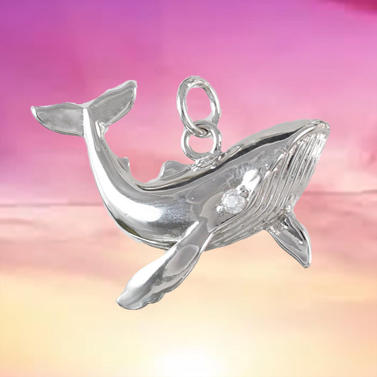 Hawaiian Humpback Whale Pendant, Sterling Silver Hawaiian Whale Pendant, N6011 Birthday Mom Anniversary Mother Gift,