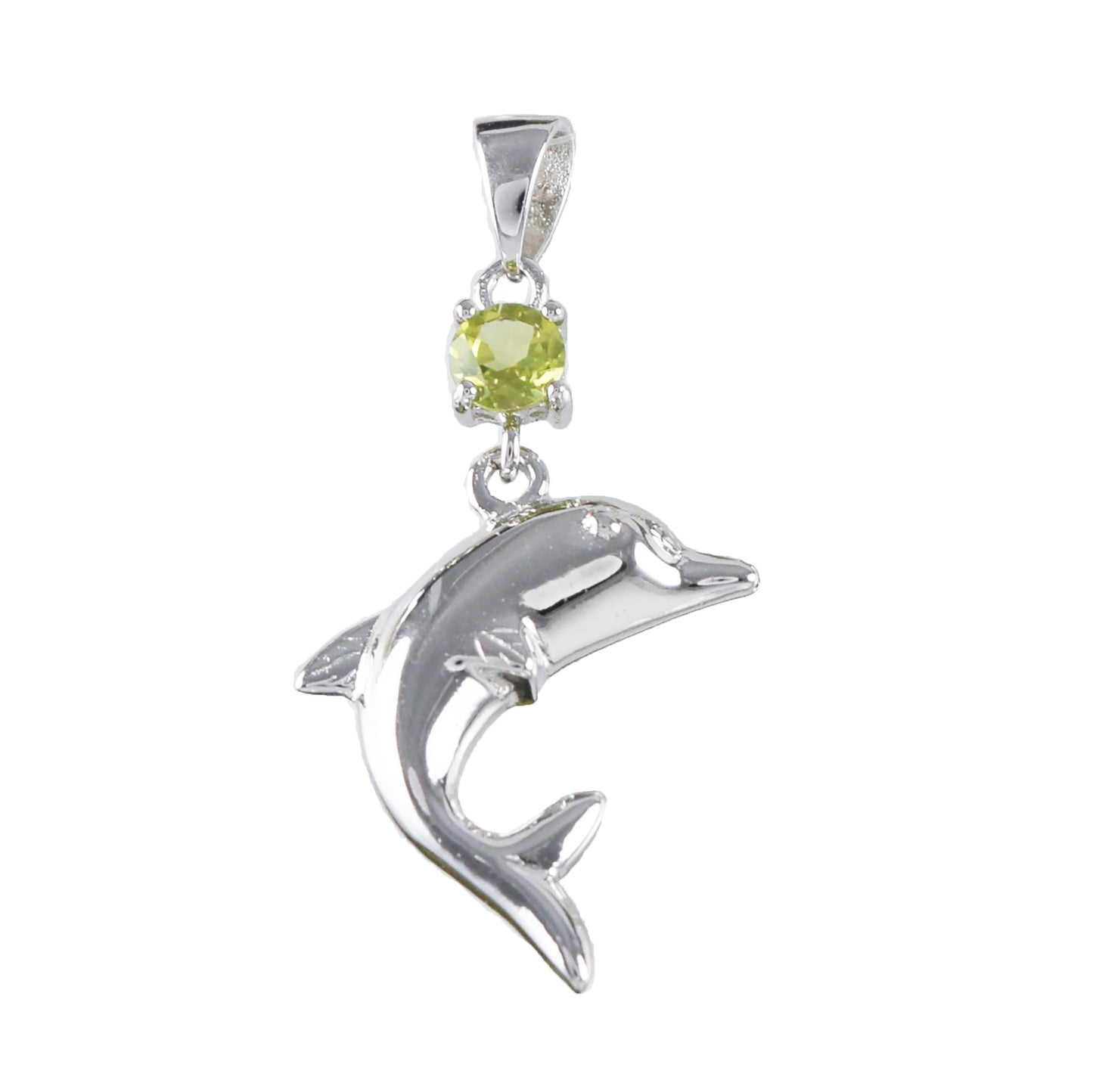 Hawaiian Genuine Peridot Dolphin Pendant, Sterling Silver Peridot Dolphin Pendant, Christmas Present, Birthday Mom Gift