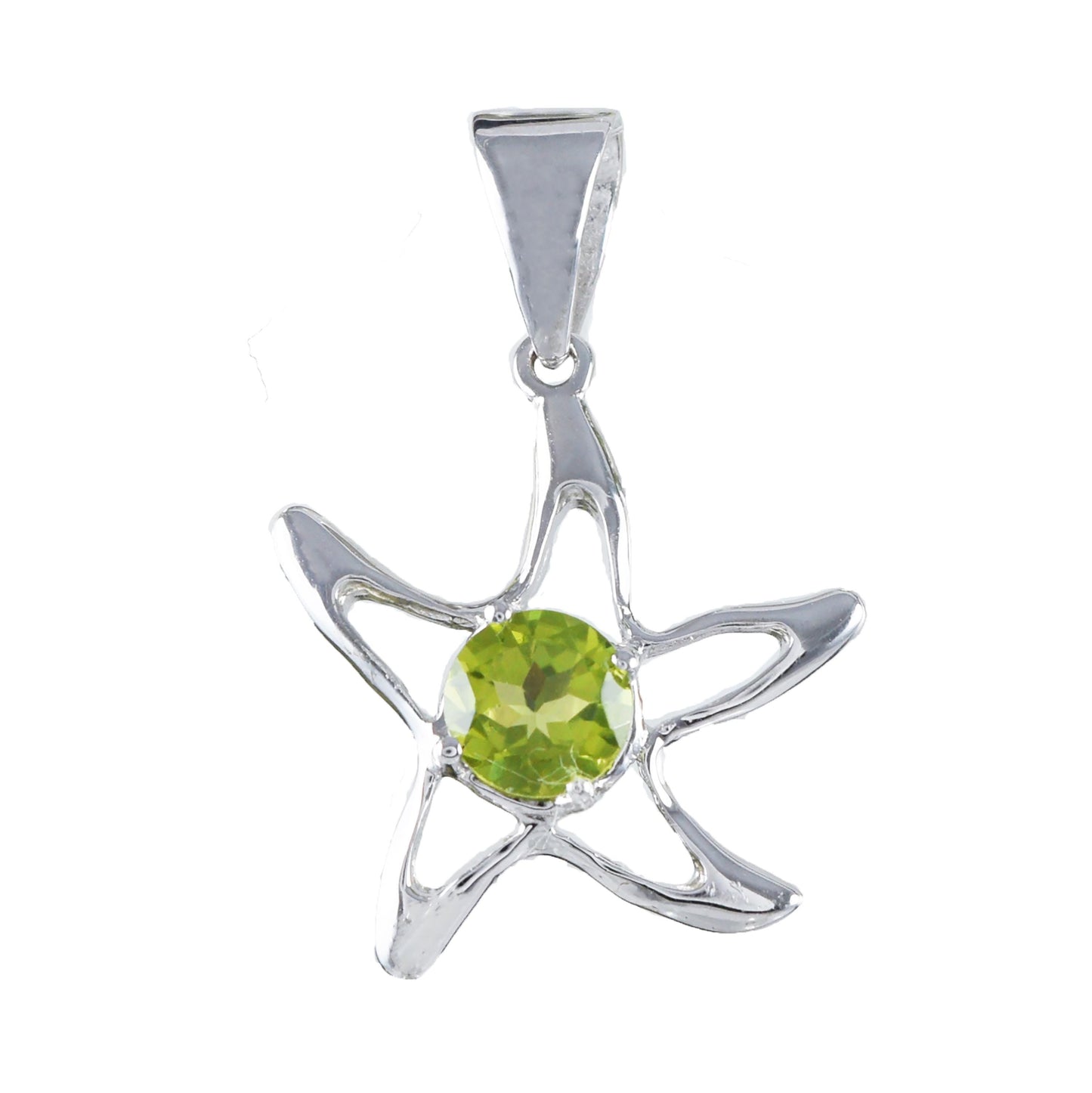 Hawaiian Genuine Peridot Starfish Pendant, Sterling Silver Green Peridot Starfish Pendant, Christmas Mom Birthday Gift