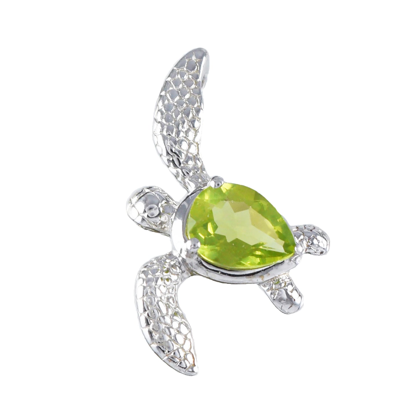 Hawaiian Genuine Peridot Sea Turtle Pendant, Sterling Silver Peridot Sea Turtle Pendant, Christmas Mom Birthday Gift