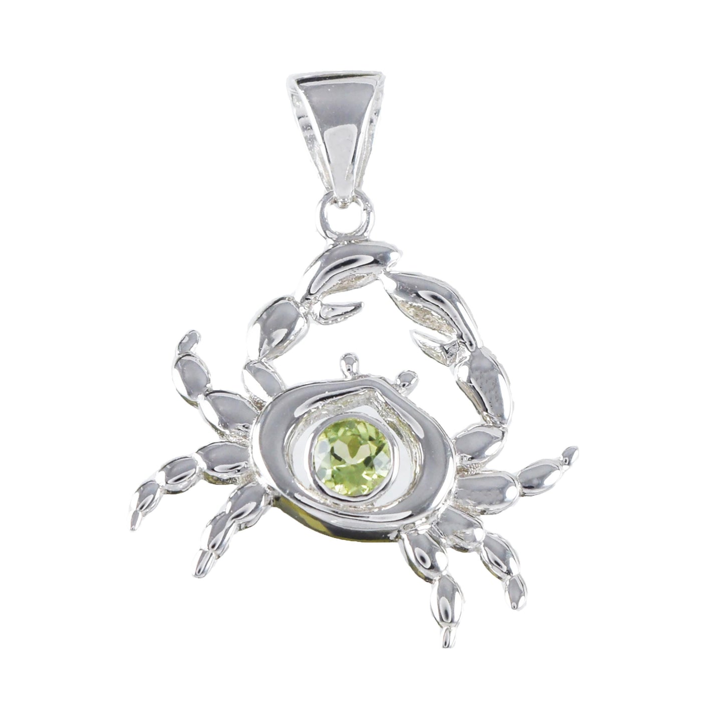 Hawaiian Genuine Peridot Crab Pendant, Sterling Silver Green Peridot Crab Pendant, Christmas Mom Birthday Gift