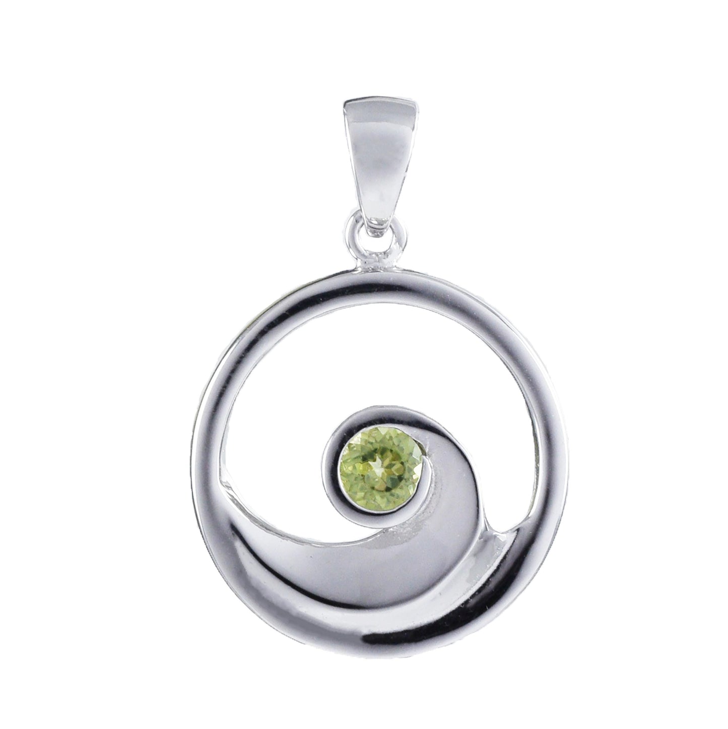 Hawaiian Genuine Peridot Ocean Wave Pendant, Sterling Silver Peridot Wave Pendant, Christmas Anniversary Birthday Mom Gift