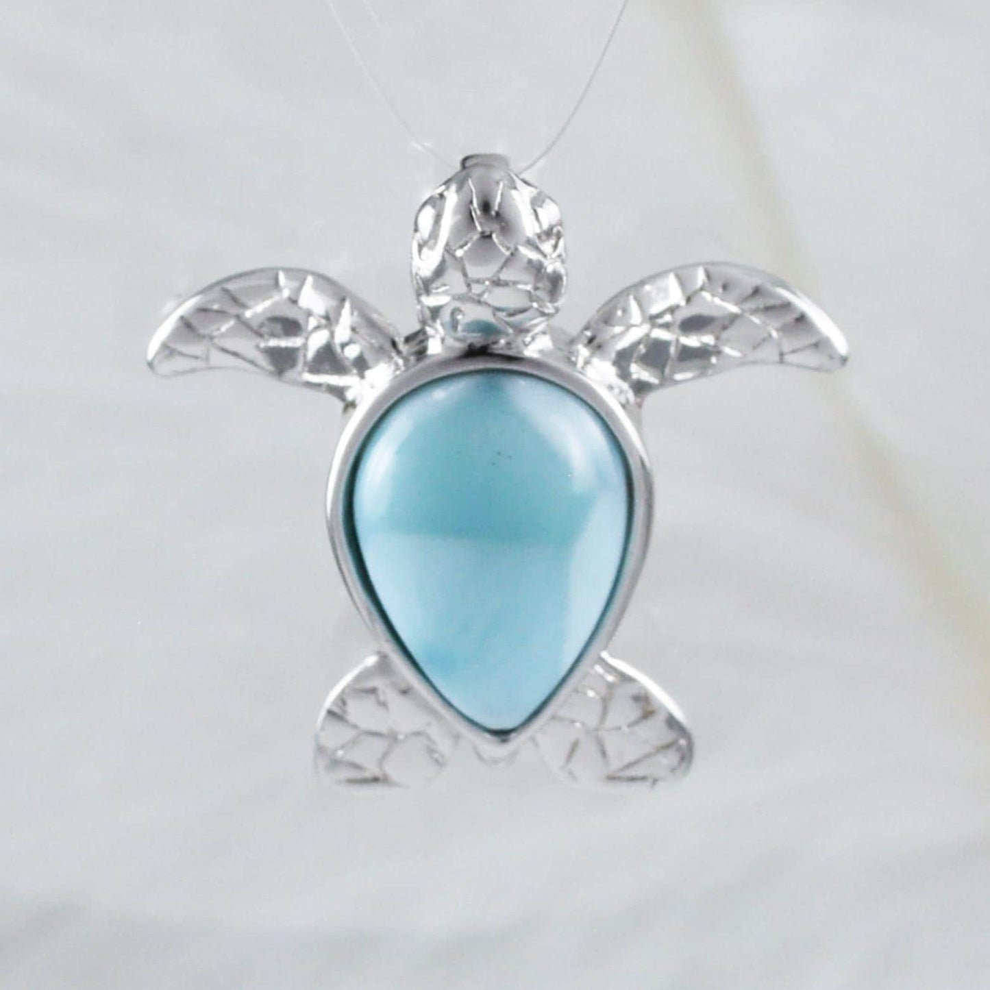 Hawaiian Genuine Larimar Sea Turtle Pendant, Sterling Silver Larimar Turtle Pendant, N8435 Birthday Valentine Wife Mom Gift