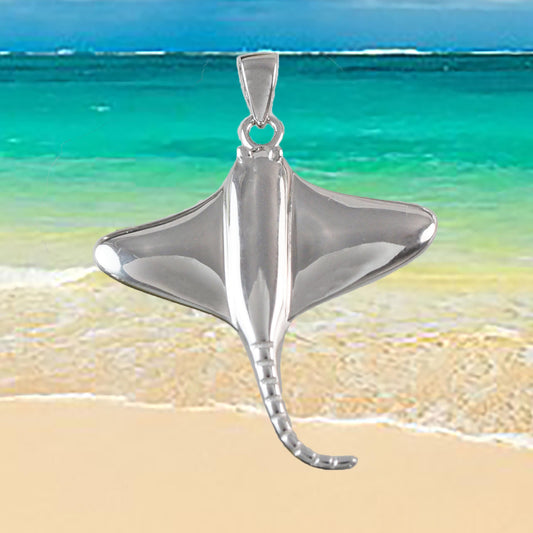 Hawaiian Stingray Pendant, Sterling Silver Sting Ray Charm Pendant, Hawaiian Jewelry, Christmas Anniversary Mom Birthday Gift