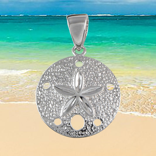 Hawaiian Sand Dollar Pendant, Sterling Silver Sand Dollar Pendant, Hawaiian Jewelry, Christmas Anniversary Birthday Gift