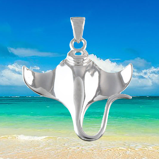 Hawaiian Manta Ray Pendant, Sterling Silver Manta Ray Charm Pendant, Hawaiian Jewelry, Christmas Anniversary Mom Birthday Gift