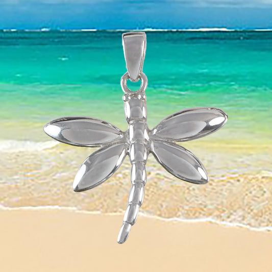 Hawaiian Dragonfly Pendant, Sterling Silver Dragonfly Charm Pendant, Hawaiian Jewelry, Christmas Anniversary Mom Birthday Gift