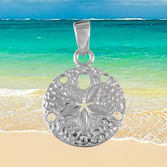 Hawaiian Sand Dollar Pendant, Sterling Silver Sand Dollar Charm Pendant, Hawaiian Jewelry, Christmas Anniversary Birthday Mom Gift